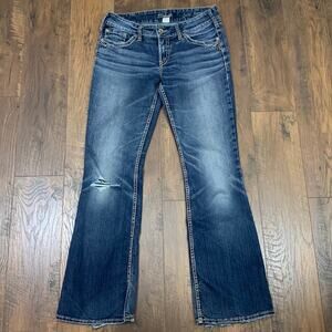 Silver Jeans Suki Surplus Thick Stitched Back Flap Pockets Boot Cut Jeans